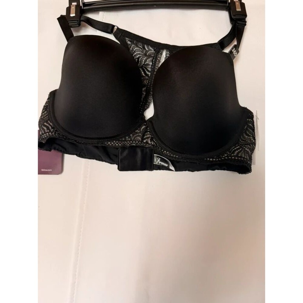 Paramour by Felina Black Lace Racerback T-Shirt Bra Size 36D NWT